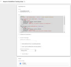 Google Tag Manager Tracking Script