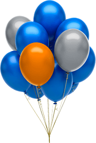 ballons blau orange grau