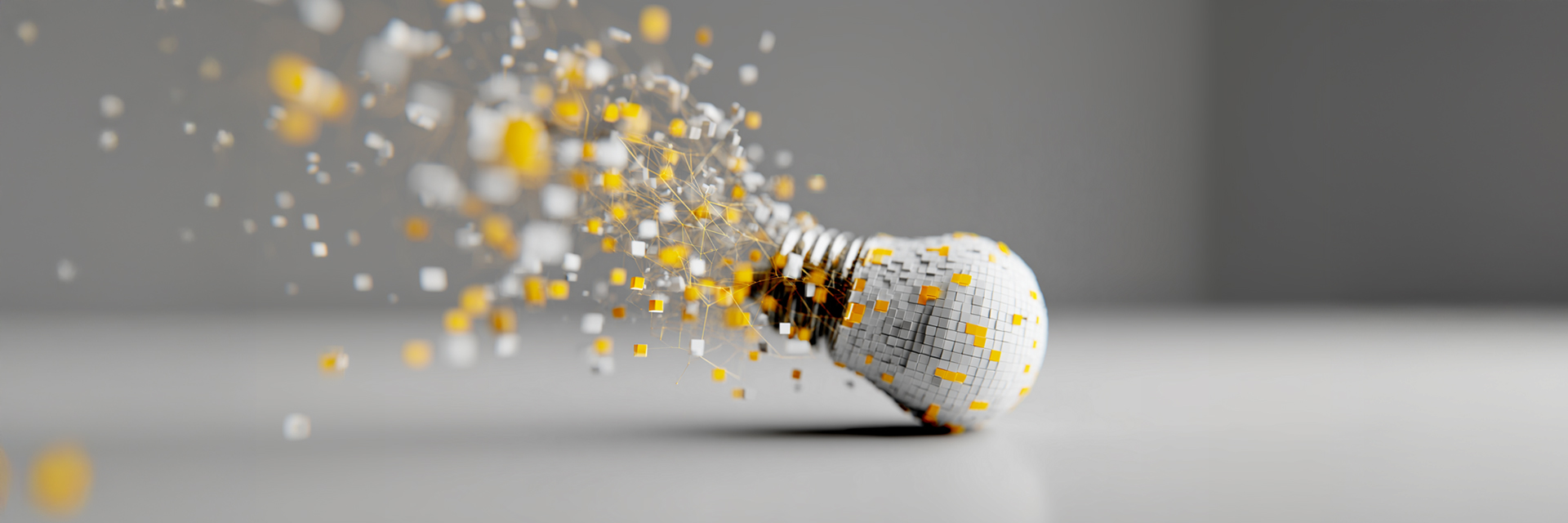 Digitale Glühbirne aus Würfeln als Symbol für Innovation