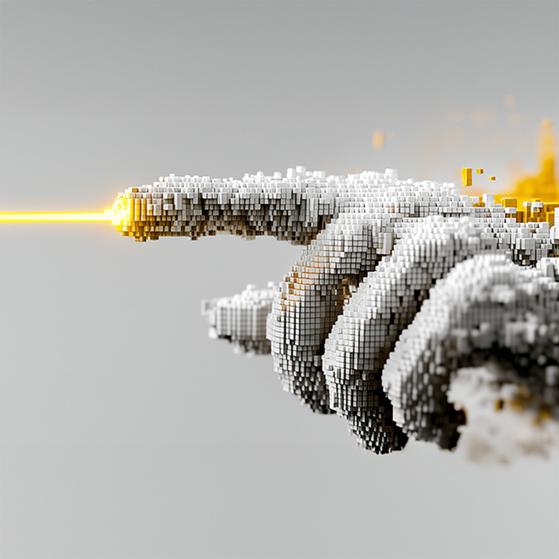 Animierte Hand aus Pixeln